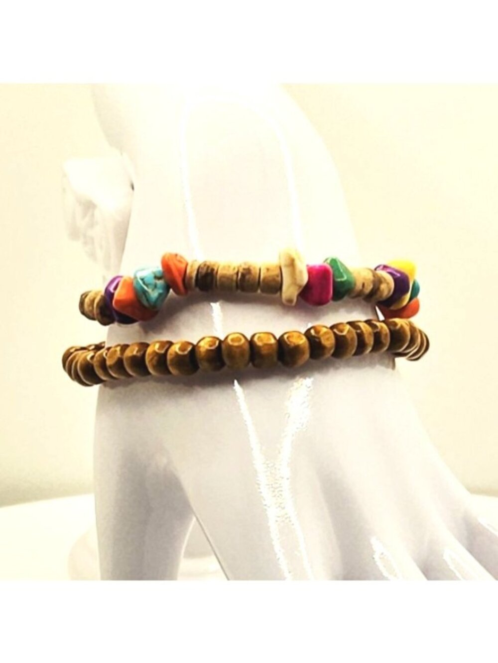 Boho Beaded Bracelet Stack for Men & Women, Colorful Wood Bead Bracelet, Festive